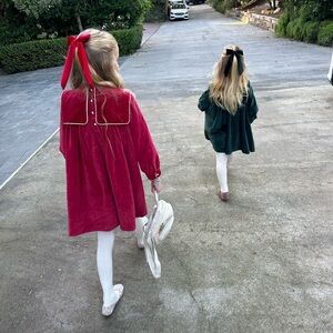 Down kids red velvet dress